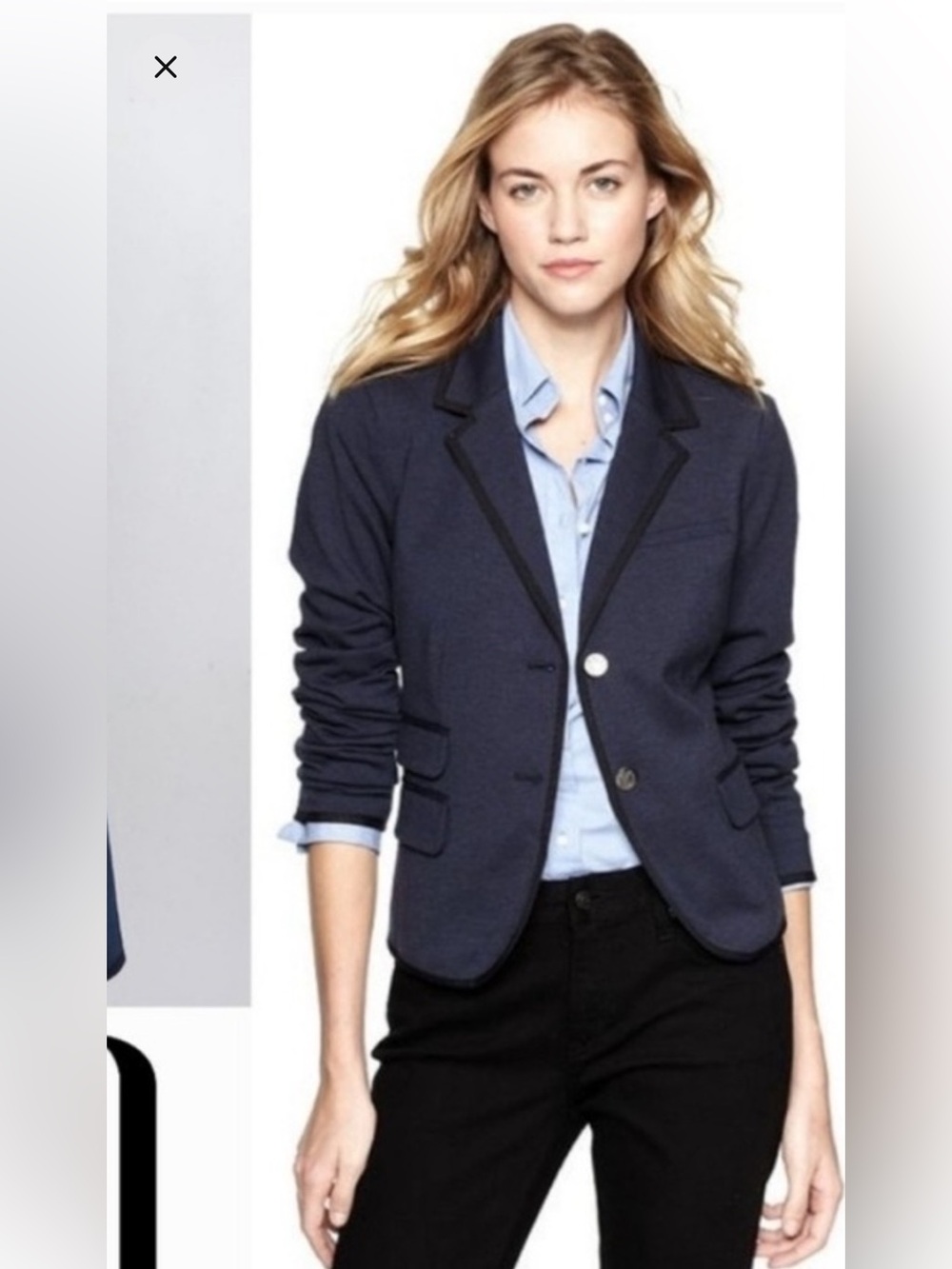 GAP Academy Blazer Navy w/ Black Pique Preppy Crest Button Jacket Size 10